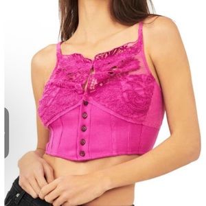Free People Raspberry Sherbert Have My heart Cropped Tank Top Shirt Medium NWOT